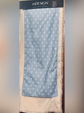 1 Light Blue Jacquard table Runner and 1 decorated runner